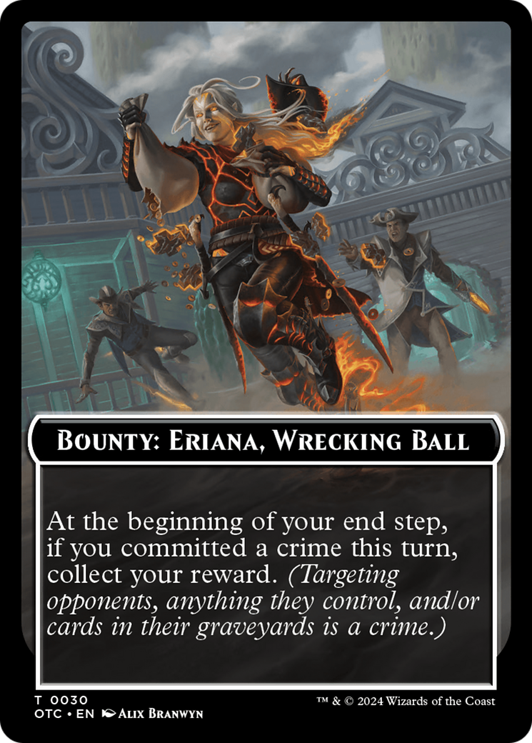 Bounty : Eriana, Wrecking Ball // Jeton recto-verso des règles de prime [Jetons de commandant des hors-la-loi de Thunder Junction] 