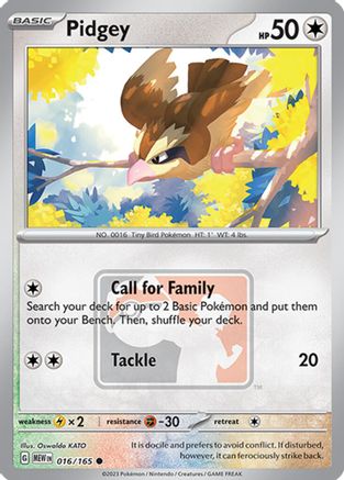 Pidgey (League Promo) 016/165  - Reverse Holofoil - Common