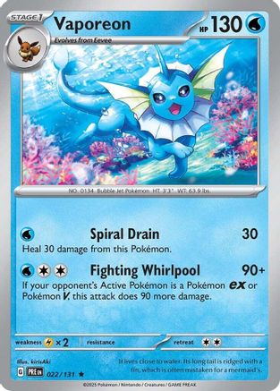 Vaporeon 022  - Holofoil - Rare