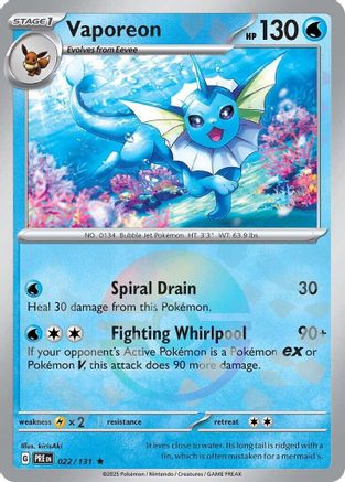 Vaporeon (Poke Ball Pattern) 022  - Holofoil - Rare