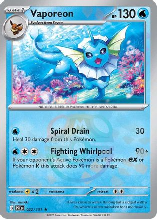 Vaporeon (Master Ball Pattern) 022  - Holofoil - Rare