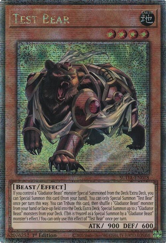 Test Bear (Quarter Century Secret Rare) (SUDA-EN018) - Quarter Century Secret Rare
