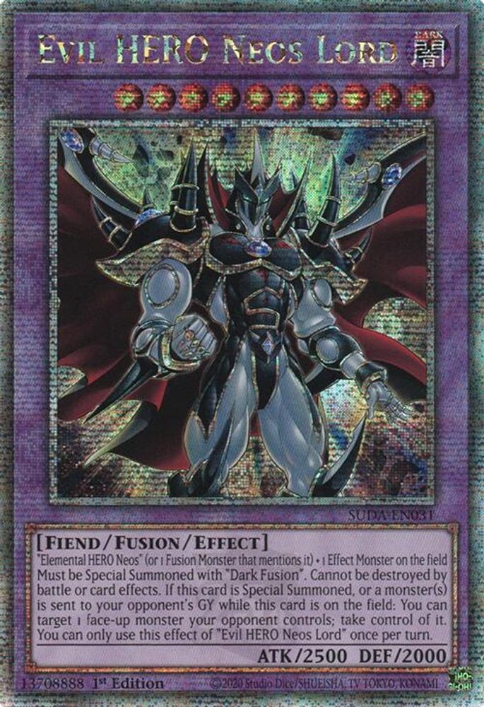 Evil HERO Neos Lord (Quarter Century Secret Rare) (SUDA-EN031) - Quarter Century Secret Rare
