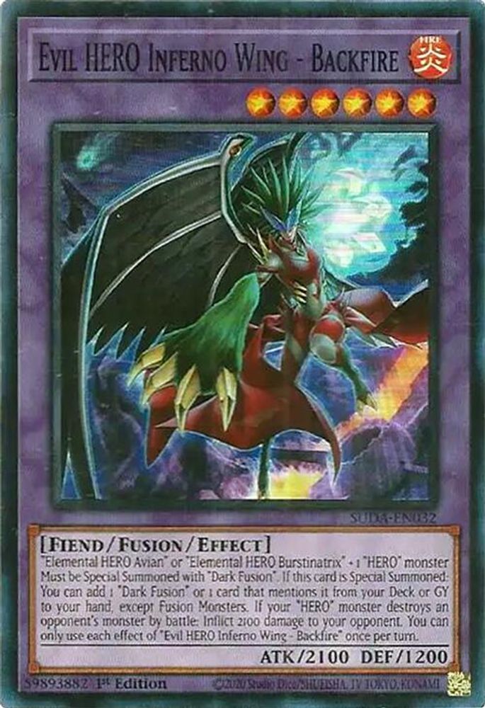 Evil HERO Inferno Wing - Backfire (SUDA-EN032) - Super Rare