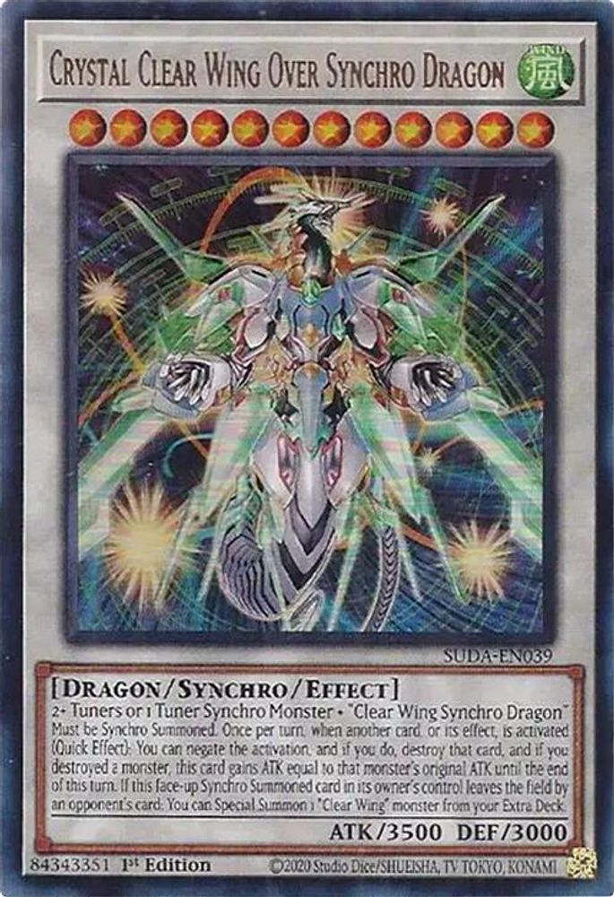 Crystal Clear Wing Over Synchro Dragon (SUDA-EN039) - Ultra Rare