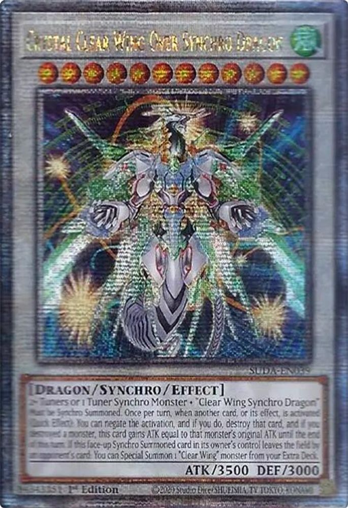 Crystal Clear Wing Over Synchro Dragon (Quarter Century Secret Rare) (SUDA-EN039) - Quarter Century Secret Rare