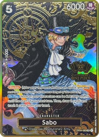 Sabo (One Piece Japanese Version 2nd Anniversary Set) (OP04-083) - Super Rare