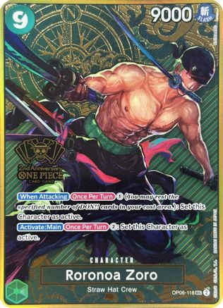 Roronoa Zoro (One Piece Japanese Version 2nd Anniversary Set) (OP06-118) - Secret Rare