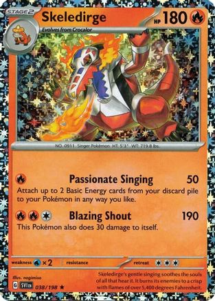 Skeledirge (Sparkle Holo) 038/198  - Holofoil - Rare