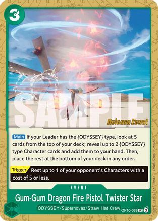 Gum-Gum Dragon Fire Pistol Twister Star (OP10-039) - Uncommon