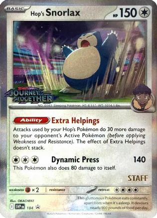 Hop's Snorlax (Prerelease) [Staff] 184  - Holofoil - Promo