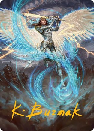 Elspeth, Storm Slayer Art Card (49/54) (Gold-Stamped Signature) (AATDM-049) - Art Series: Tarkir: Dragonstorm
