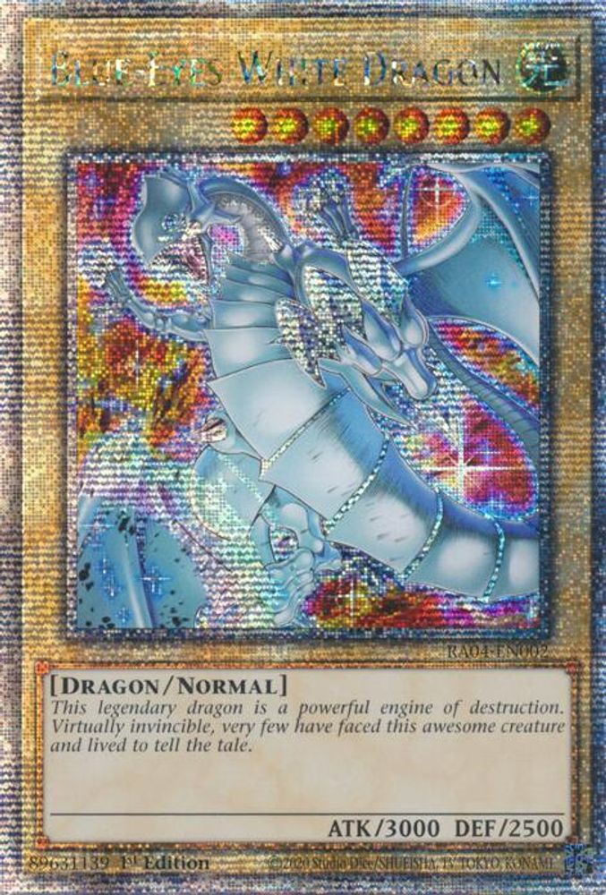 Blue-Eyes White Dragon (New Art) (Quarter Century Secret Rare) (RA04-EN002) - Quarter Century Secret Rare