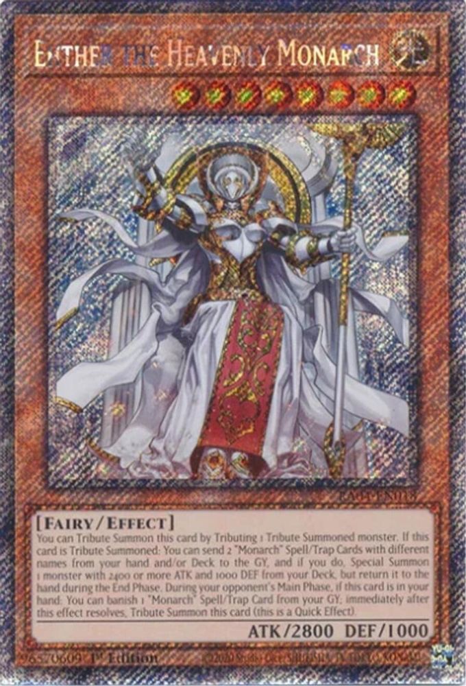 Ehther the Heavenly Monarch (Platinum Secret Rare) (RA04-EN018) - Platinum Secret Rare