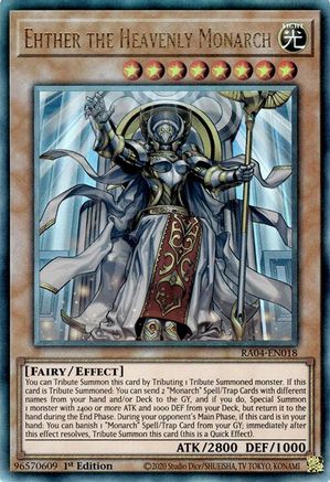 Ehther the Heavenly Monarch (PUR) (RA04-EN018) - Quarter Century Stampede 1st Edition