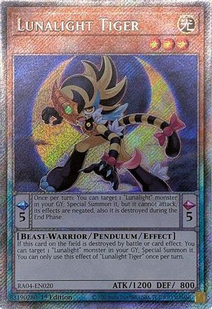 Lunalight Tiger (Platinum Secret Rare) (RA04-EN020) - Quarter Century Stampede 1st Edition