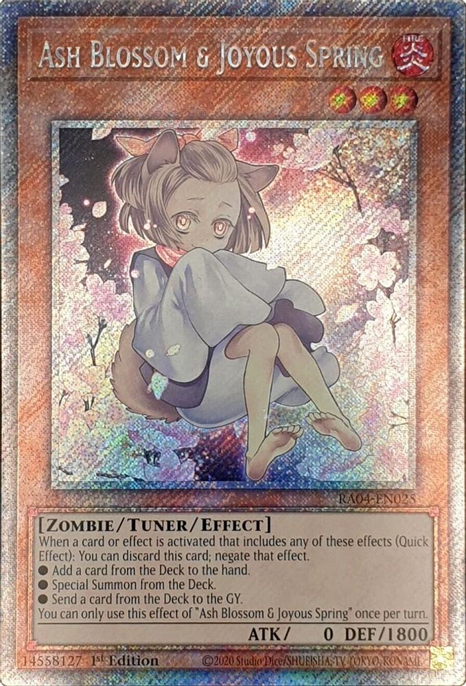 Ash Blossom & Joyous Spring (Alternate Art) (Platinum Secret Rare) (RA04-EN025) - Platinum Secret Rare