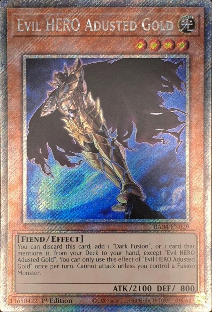 Evil HERO Adusted Gold (Platinum Secret Rare) (RA04-EN029) - Platinum Secret Rare