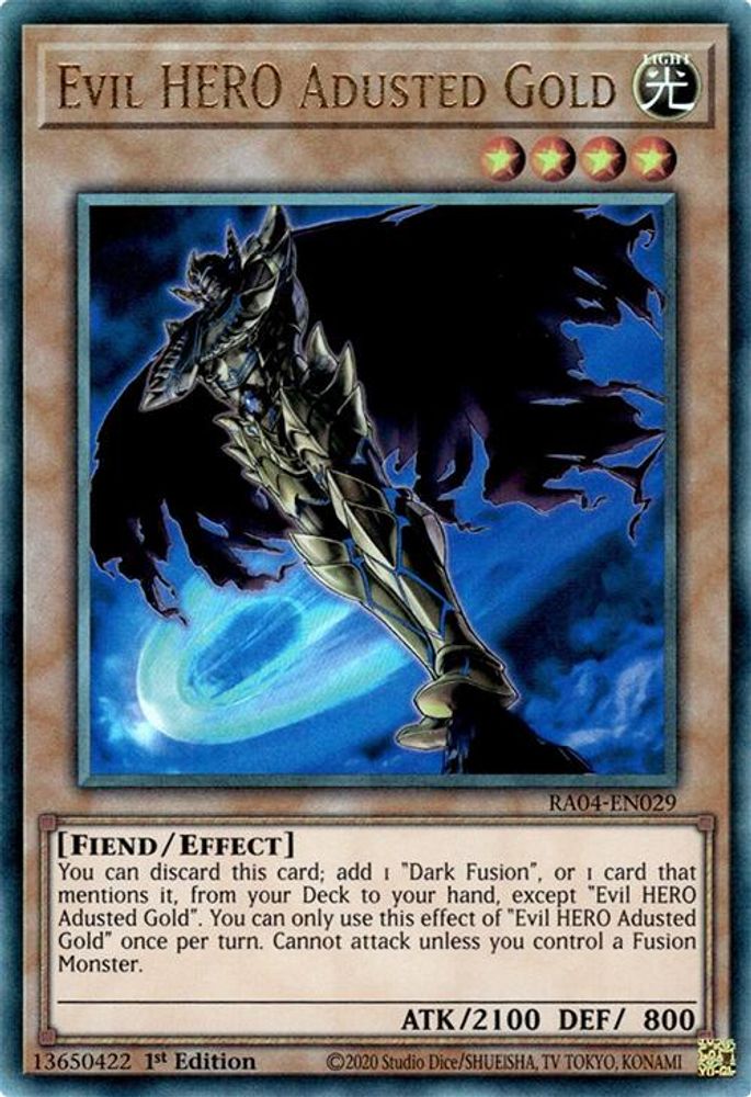 Evil HERO Adusted Gold (PUR) (RA04-EN029) - Prismatic Ultimate Rare