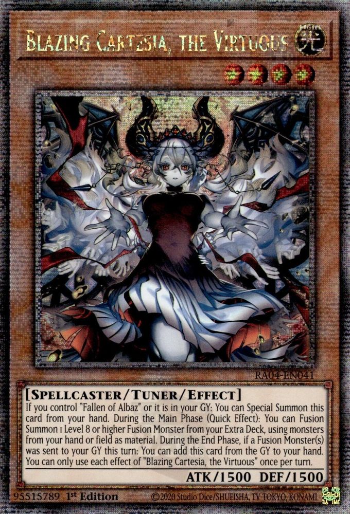 Blazing Cartesia, the Virtuous (New Art) (Quarter Century Secret Rare) (RA04-EN041) - Quarter Century Secret Rare