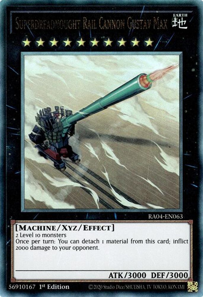 Superdreadnought Rail Cannon Gustav Max (PUR) (RA04-EN063) - Prismatic Ultimate Rare