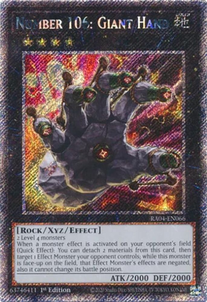 Number 106: Giant Hand (Platinum Secret Rare) (RA04-EN066) - Platinum Secret Rare