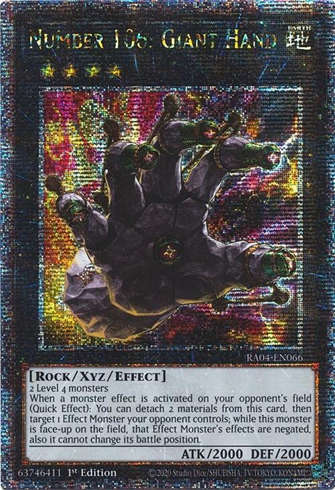 Number 106: Giant Hand (Quarter Century Secret Rare) (RA04-EN066) - Quarter Century Secret Rare