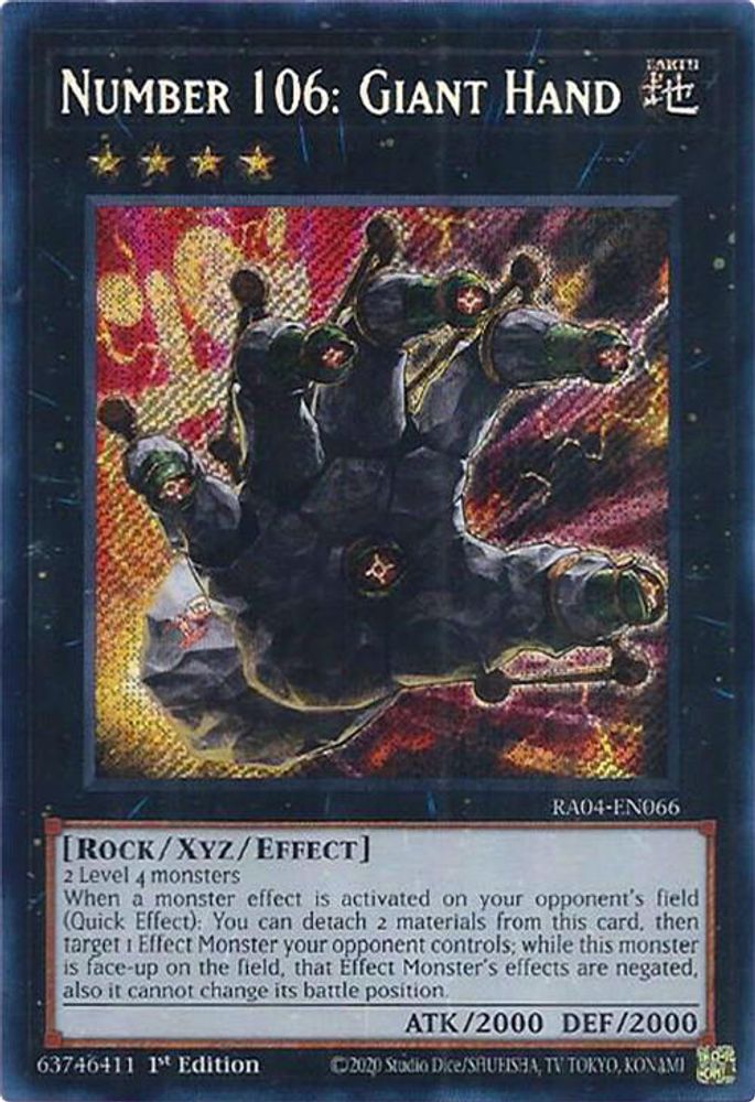 Number 106: Giant Hand (Secret Rare) (RA04-EN066) - Secret Rare