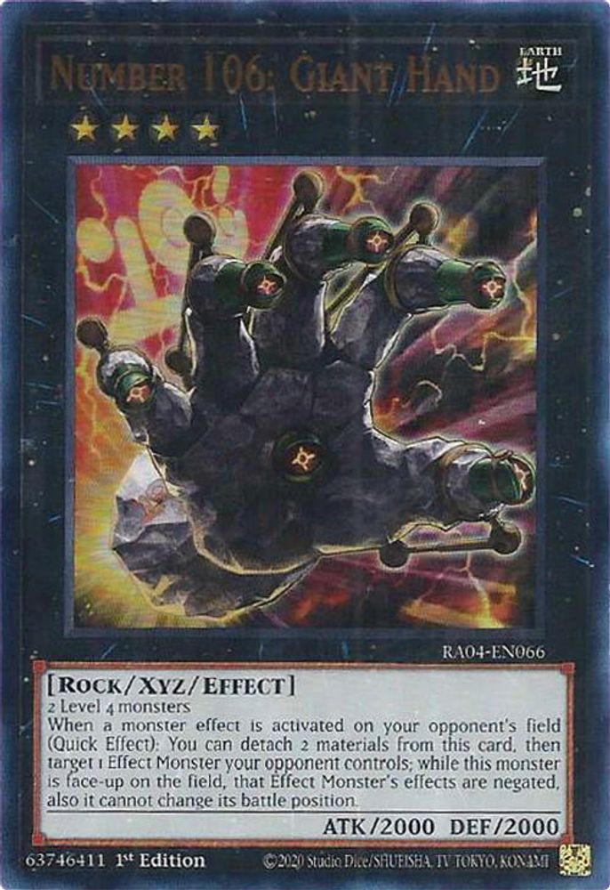 Number 106: Giant Hand (UR) (RA04-EN066) - Ultra Rare