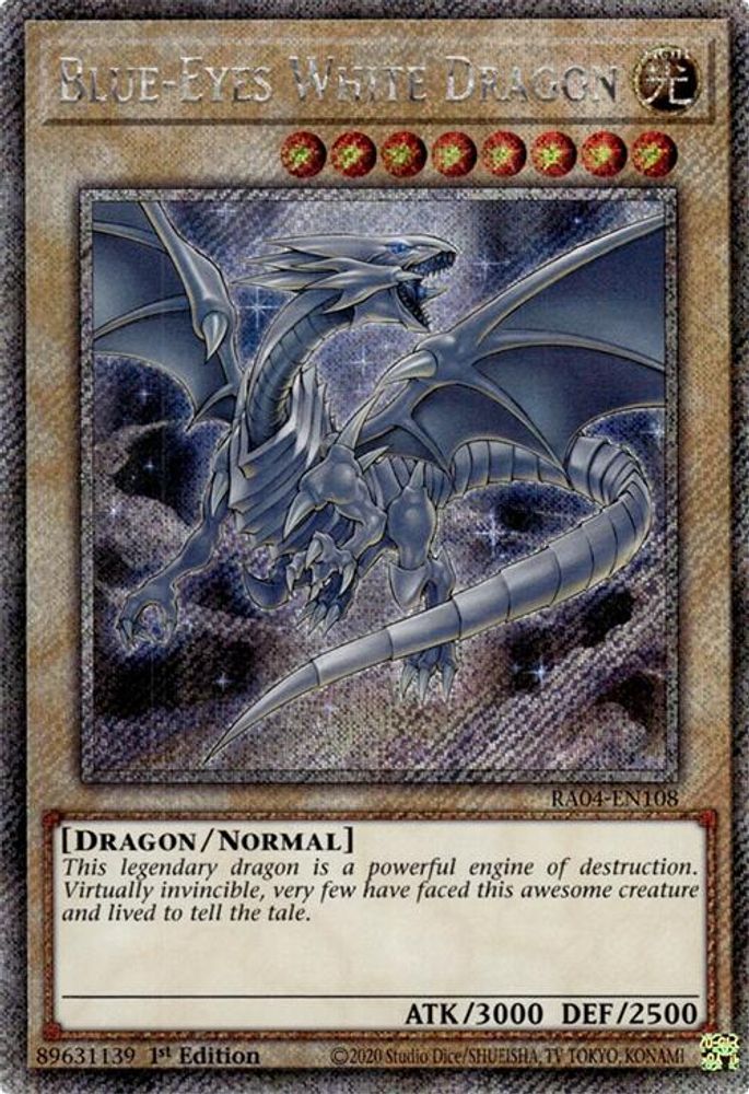 Blue-Eyes White Dragon (8th Art) (Platinum Secret Rare) (RA04-EN108) - Platinum Secret Rare