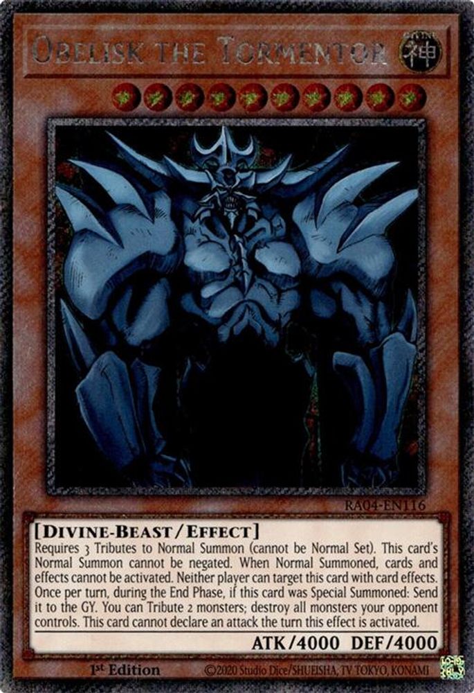 Obelisk the Tormentor (Platinum Secret Rare) (RA04-EN116) - Platinum Secret Rare