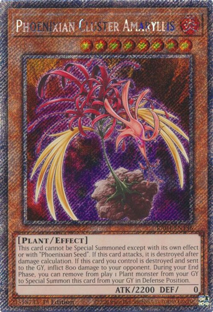 Phoenixian Cluster Amaryllis (Platinum Secret Rare) (RA04-EN136) - Platinum Secret Rare