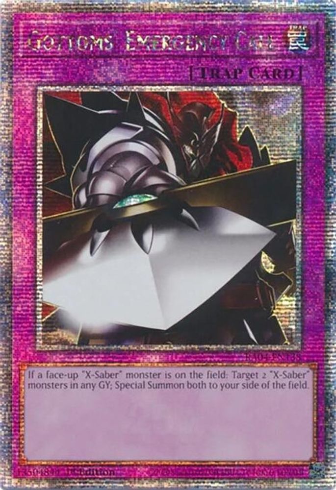 Gottoms' Emergency Call (Quarter Century Secret Rare) (RA04-EN138) - Quarter Century Secret Rare
