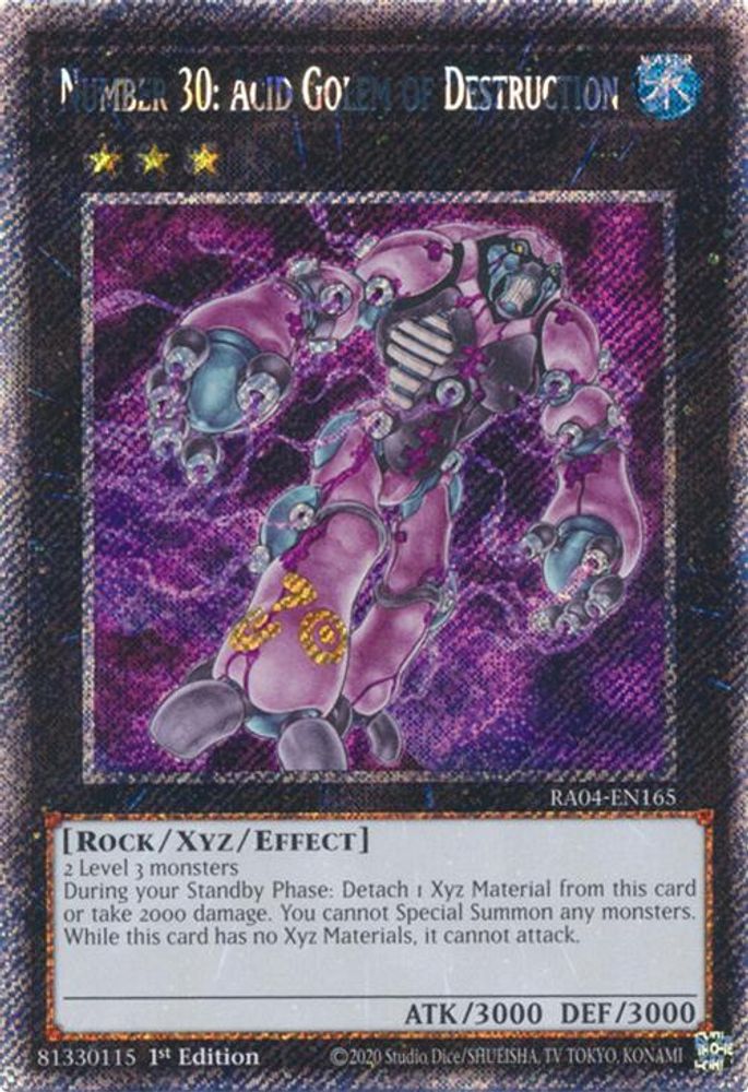 Number 30: Acid Golem of Destruction (Platinum Secret Rare) (RA04-EN165) - Platinum Secret Rare
