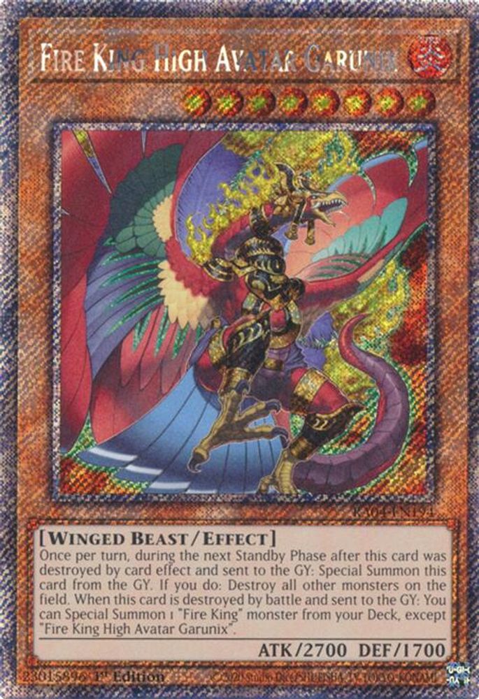 Fire King High Avatar Garunix (Platinum Secret Rare) (RA04-EN194) - Platinum Secret Rare