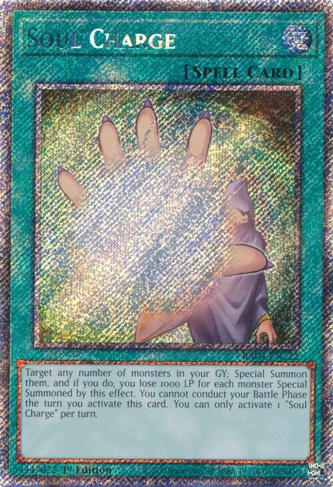 Soul Charge (Platinum Secret Rare) (RA04-EN222) - Platinum Secret Rare