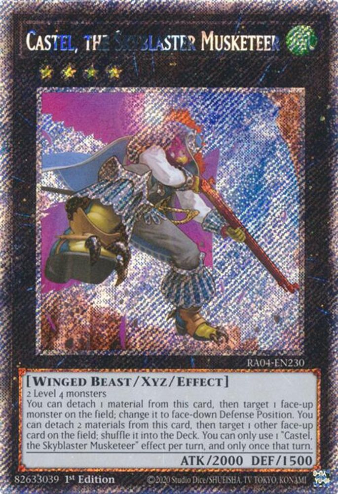 Castel, the Skyblaster Musketeer (Platinum Secret Rare) (RA04-EN230) - Platinum Secret Rare