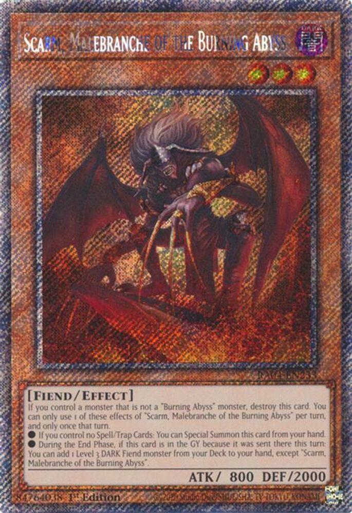 Scarm, Malebranche of the Burning Abyss (Platinum Secret Rare) (RA04-EN233) - Platinum Secret Rare