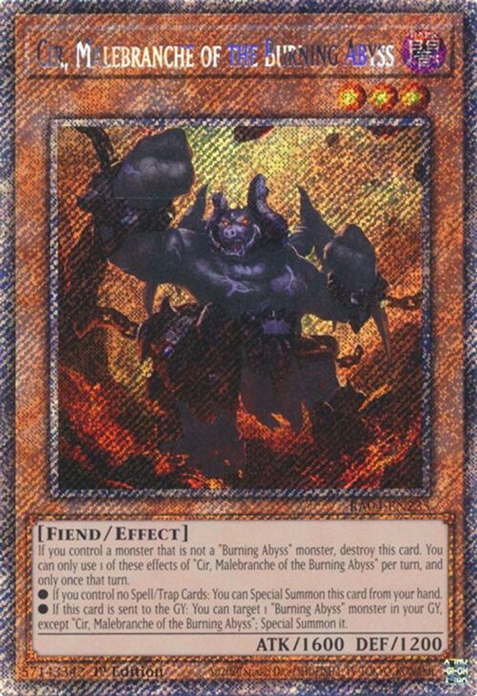 Cir, Malebranche of the Burning Abyss (Platinum Secret Rare) (RA04-EN235) - Platinum Secret Rare