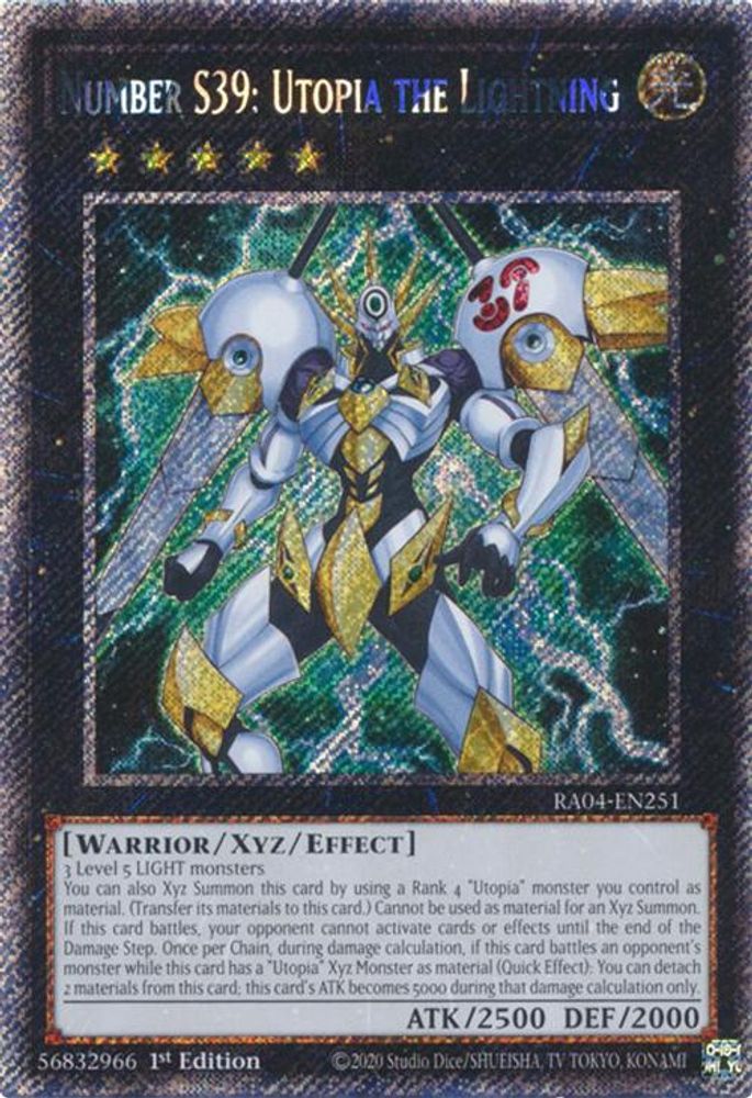 Number S39: Utopia the Lightning (Platinum Secret Rare) (RA04-EN251) - Platinum Secret Rare
