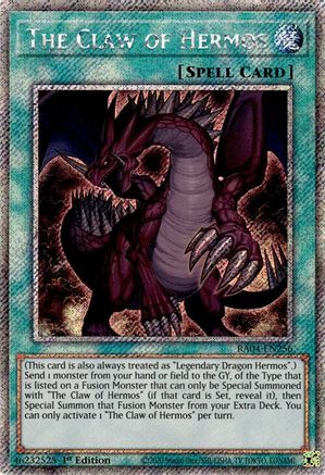 The Claw of Hermos (Platinum Secret Rare) (RA04-EN256) - Quarter Century Stampede 1st Edition