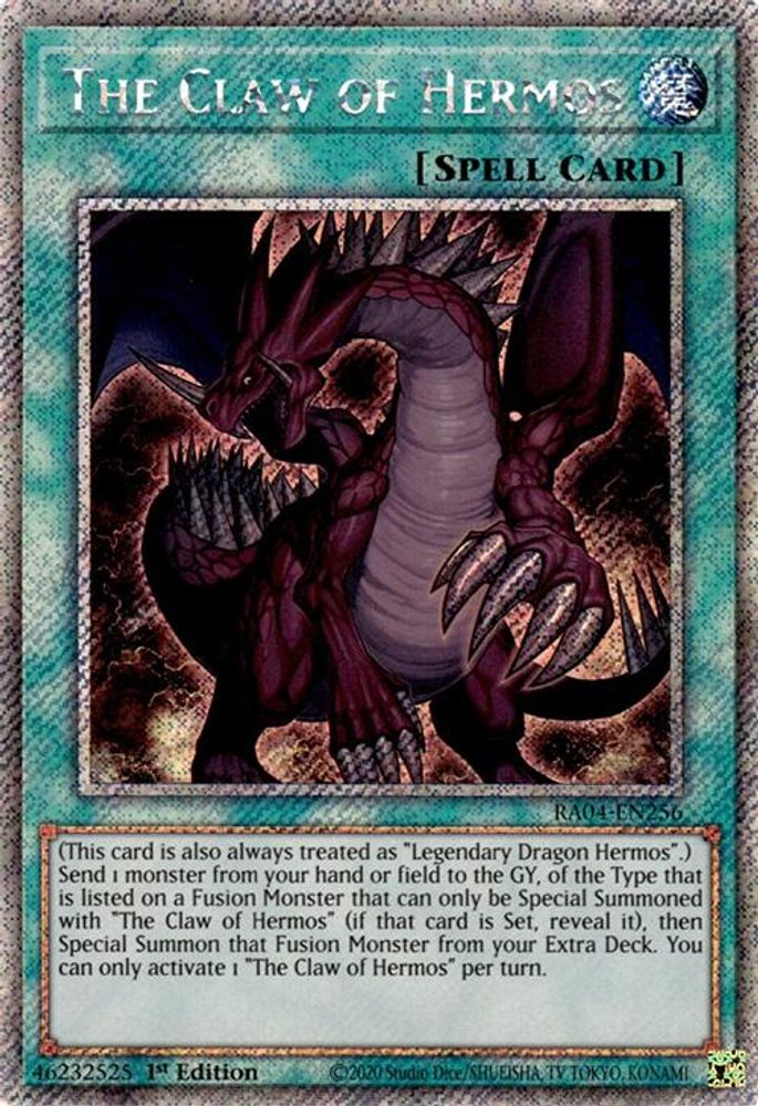 The Claw of Hermos (Platinum Secret Rare) (RA04-EN256) - Platinum Secret Rare