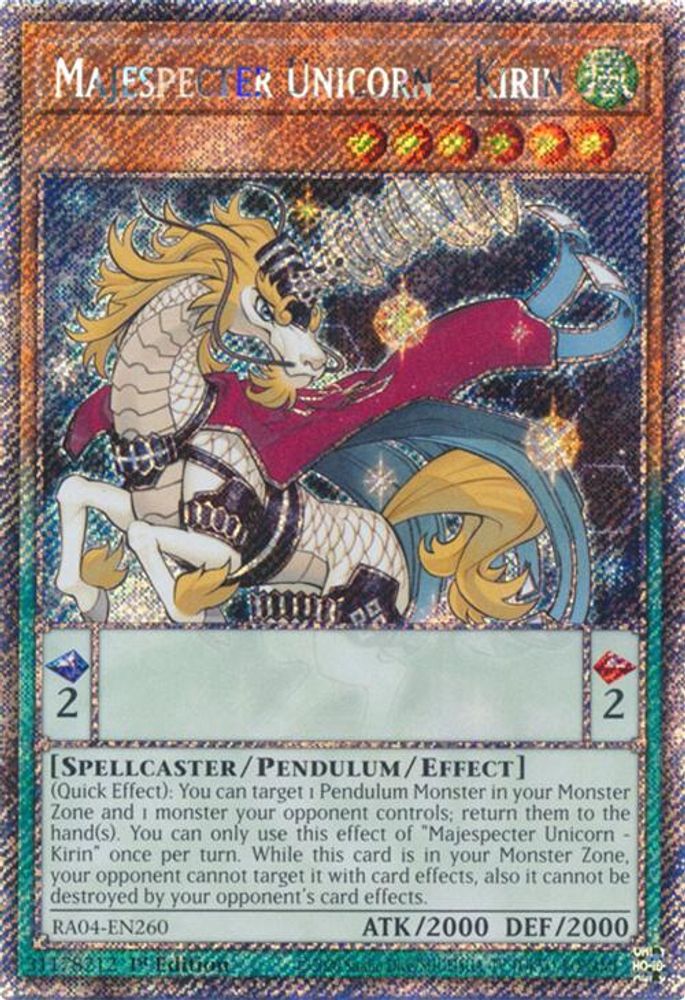 Majespecter Unicorn - Kirin (Platinum Secret Rare) (RA04-EN260) - Platinum Secret Rare