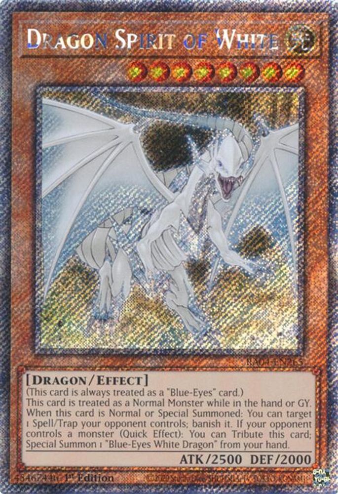 Dragon Spirit of White (Platinum Secret Rare) (RA04-EN265) - Platinum Secret Rare