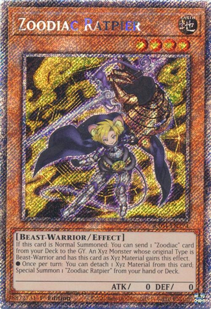 Zoodiac Ratpier (Platinum Secret Rare) (RA04-EN274) - Platinum Secret Rare