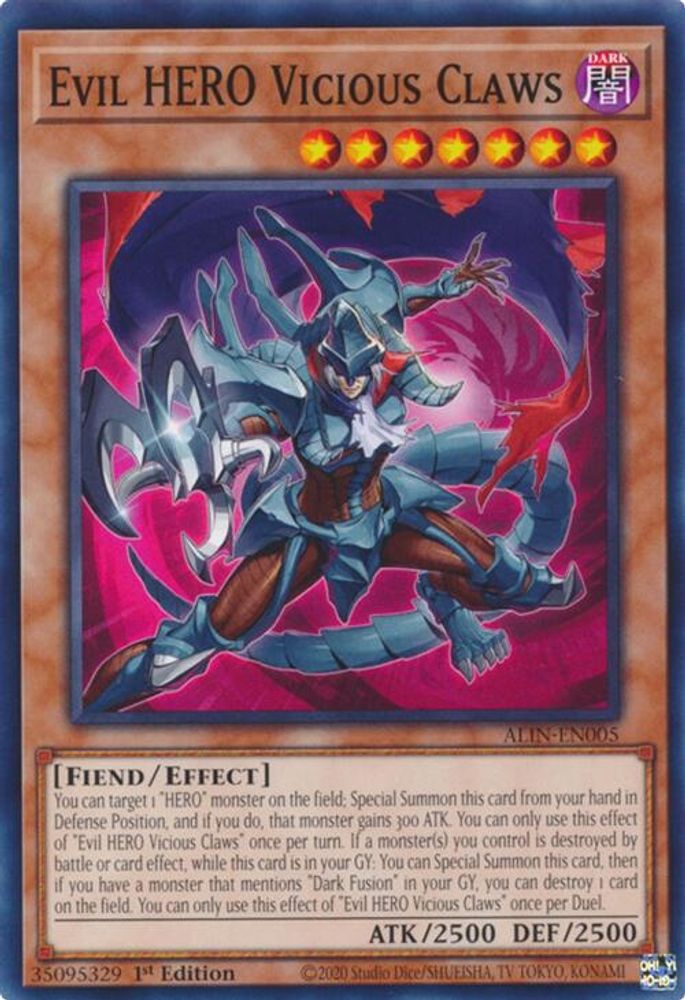 Evil HERO Vicious Claws (ALIN-EN005) - Common