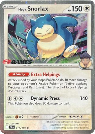 Hop's Snorlax (EB Games)  117/159  - Holofoil - Promo
