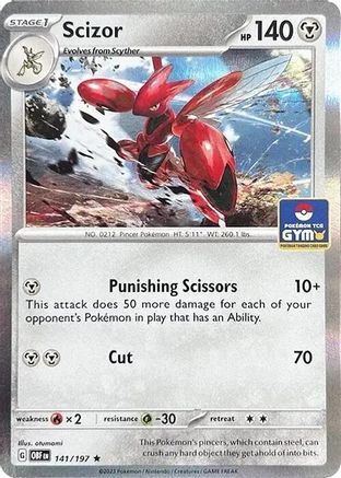 Scizor (Pokemon Gym Promo) 141/197  - Holofoil - Rare