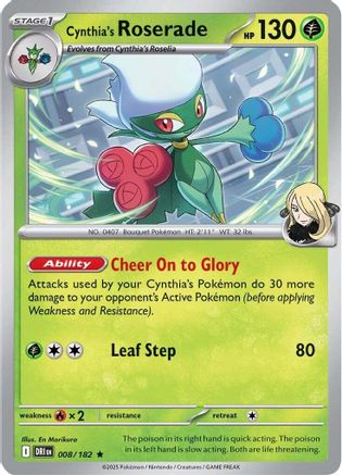 Cynthia's Roserade 008  - Reverse Holofoil - Rare