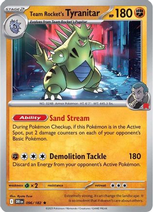 Team Rocket's Tyranitar 096  - Reverse Holofoil - Rare